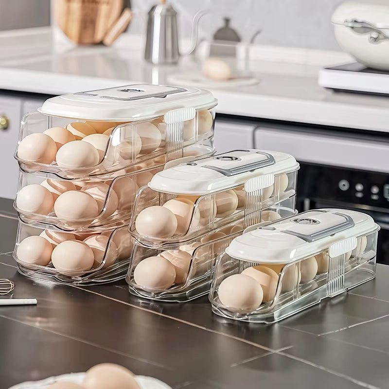 Multi Layer Combination Automatic Rolling Egg Box, Refrigerator Storage Box Dedicated Side Door Egg Tray, Refrigerator Egg Rack