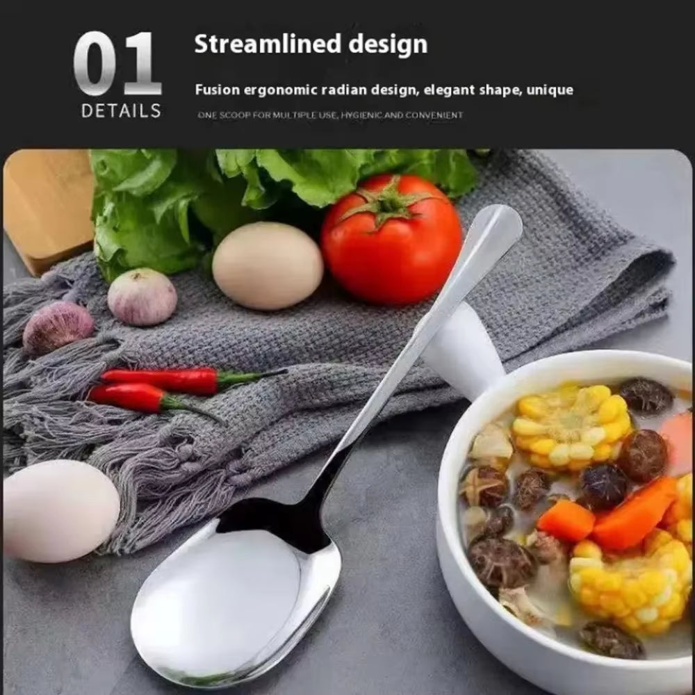Stainless Steel Large Stainless Steel Rice Spoon Ergonomic Metal Serving Spoon Kitchen Flatware Salad Serving Utensils for Pasta