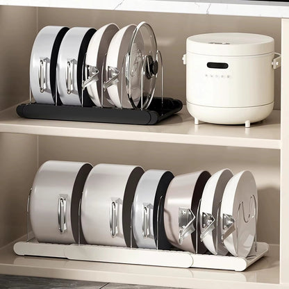 Expandable Pans Organizer Rack Kitchen Cabinet Pan Rack Utensil Rack, Dish Drainer Space-Saving Cabinet Storage Rack Christmas